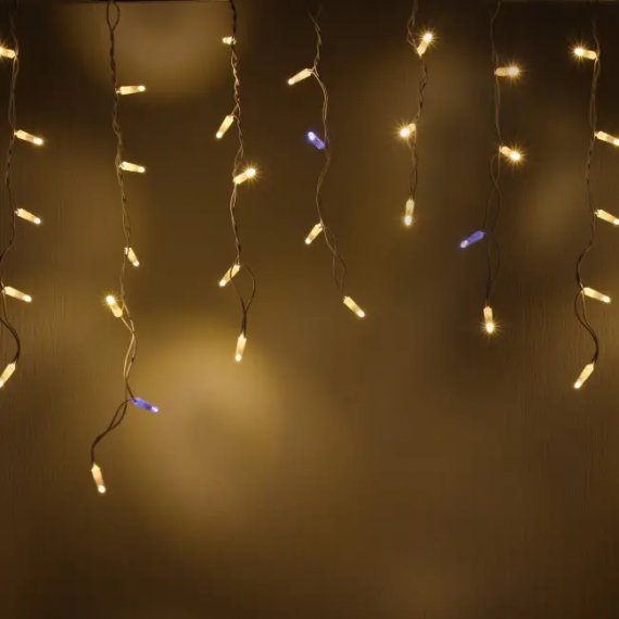 Фотография товара 'Teamprof Светодиодная бахрома 3х0.6м, мерцание, белый провод, теплая белая'