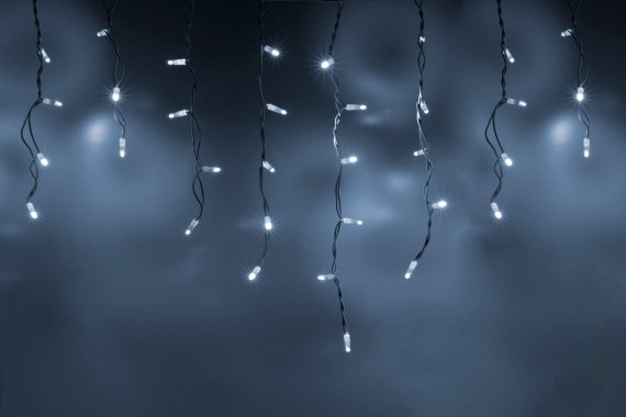 Фотография товара 'Teamprof Светодиодная бахрома 3х0.6м, мерцание, белый провод РЕЗИНА, белая'