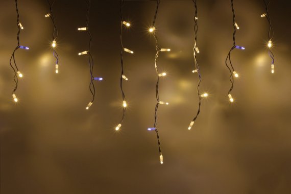 Фотография товара 'Teamprof Светодиодная бахрома 3х0.6м, мерцание, белый провод РЕЗИНА, теплая белая'