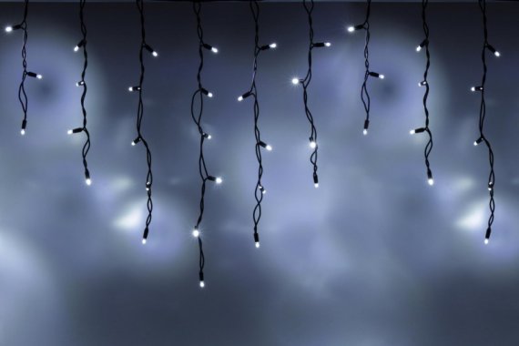 Фотография товара 'Teamprof Светодиодная бахрома 3х0.6м, статика, черный провод РЕЗИНА, белая'