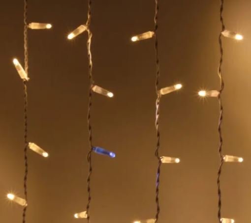 Фотография товара 'Teamprof Светодиодный занавес 2х1.5м, мерцание, белый провод, теплый белый'