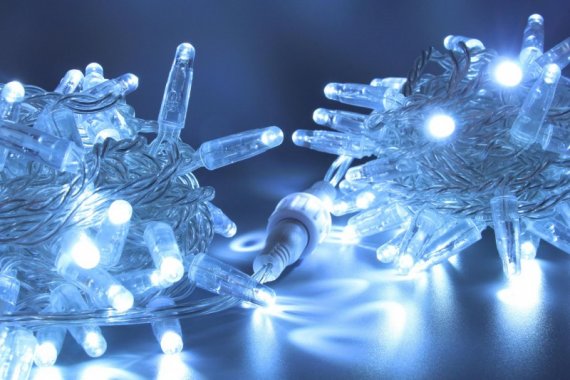 Фотография товара 'Teamprof Светодиодная гирлянда нить 10м, 220В, мерцание, прозрачный провод'