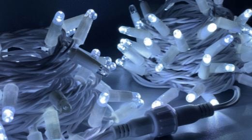 Фотография товара 'Teamprof Светодиодная гирлянда нить 10м, 220В, мерцание, белый провод'