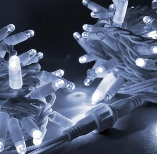 Фотография товара 'Teamprof Светодиодная гирлянда нить 10м, 220В, мерцание, белый провод'