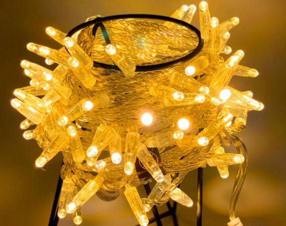 Фотография товара 'Teamprof Светодиодная гирлянда нить 10м, 24В, мерцание, прозрачный провод'