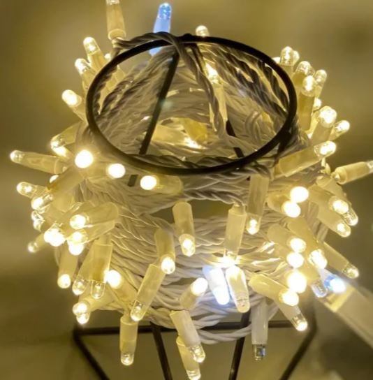 Фотография товара 'Teamprof Светодиодная гирлянда нить 10м, 24В, мерцание, белый провод'