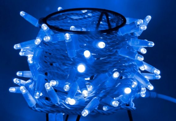 Фотография товара 'Teamprof Светодиодная гирлянда нить 10м, 24В, мерцание, белый провод'