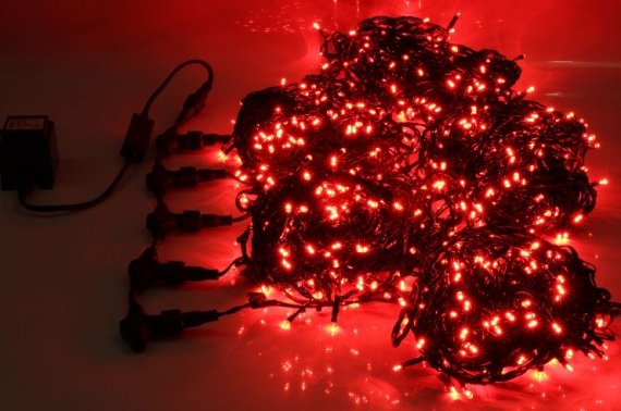 Фотография товара 'Teamprof Светодиодная гирлянда спайдер, 5 нитей по 20м, статика, черный провод'