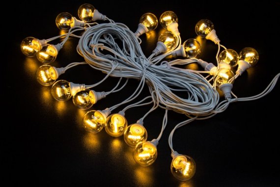 Фотография товара 'Teamprof Гирлянда Винтаж, 220В, белая резина, теплый белый'