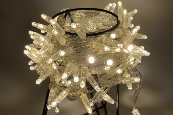 Фотография товара 'Teamprof Светодиодный занавес 2х3м, флэш, прозрачный провод, теплый белый'