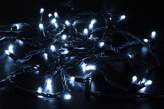 Фотография товара 'Teamprof Светодиодная гирлянда нить 10м, 24В, флэш, черный провод'