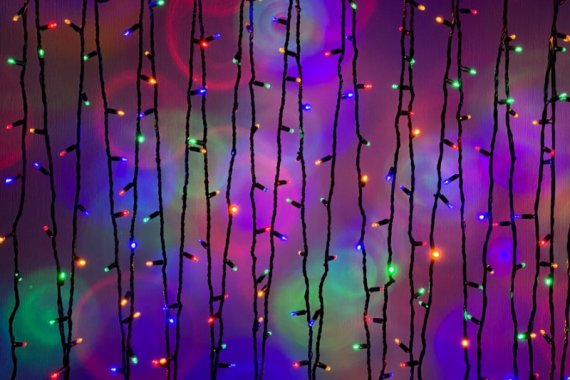 Фотография товара 'Teamprof Светодиодная гирлянда нить 20м, динамика, черный провод, мульти'